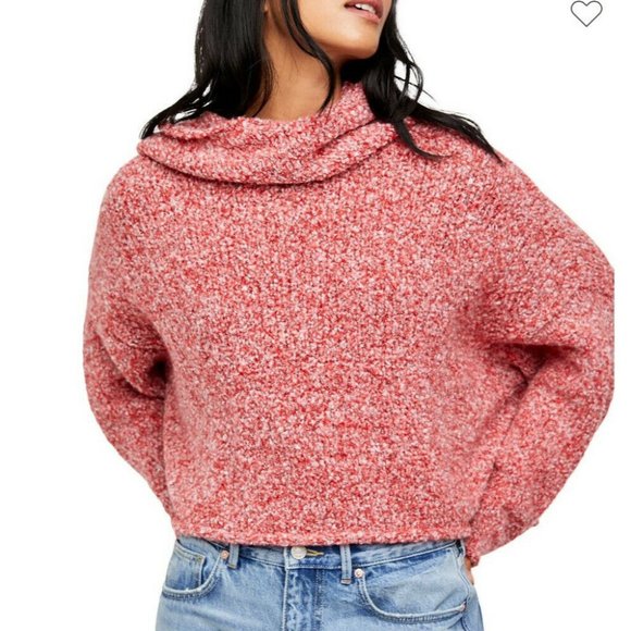 Free People Sweaters - NWT Free People BFF Cowl Neck Oversized Crop Sweater - Scarlet Flame